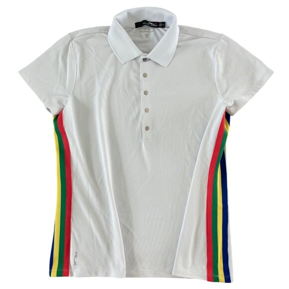 Ralph Lauren RLX Striped-Trim‎ Golf Polo Shirt White Performance Snap M $98.50 - Picture 4 of 11